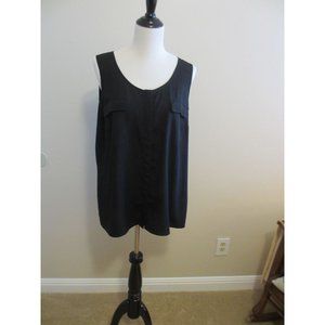 A.N.A. BRAND BLACK SLEEVELESS TOP XL 2 FRONT POCKETS AND BUTTON DOWN